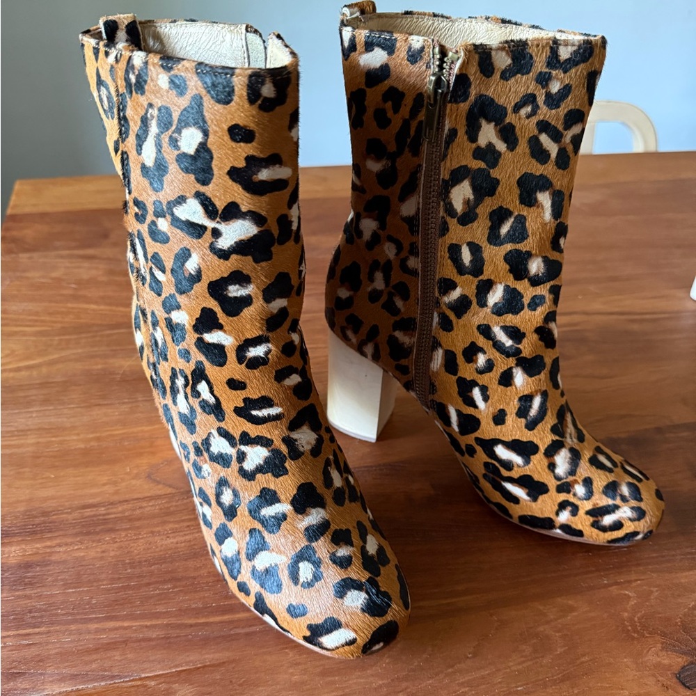 Leopard Print pony-hair textured Women's Boots
